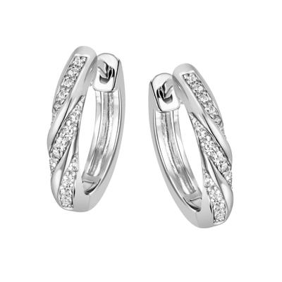 Paar Creolen FIRETTI "Schmuck Geschenk Silber 925 Ohrschmuck gedreht glitzernd", silber (silberfarben, kristallweiß, kristallweiß), Ohrringe, Damen, Silber 925 (Sterlingsilber), mit Zirkonia (synth.)