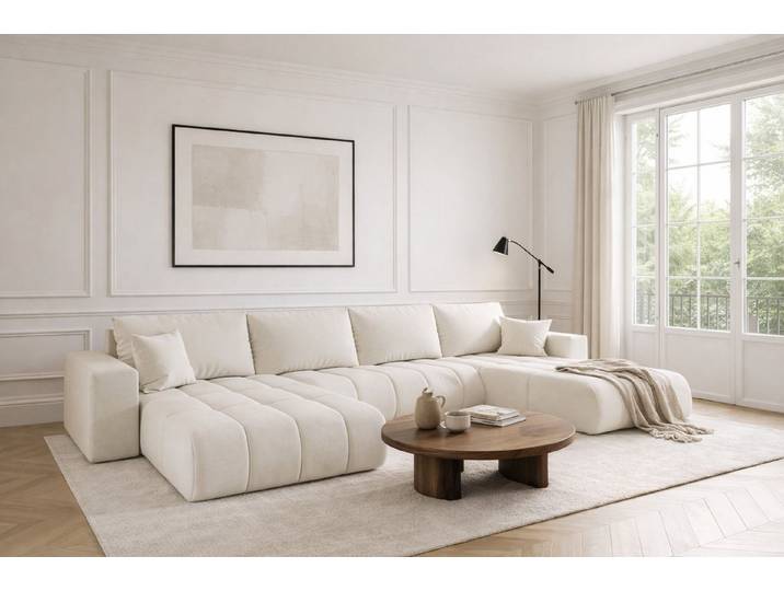 Kaiser Möbel Ecksofa U-Form Sofa mit Schlaffunktion im Stoff WIND MILO U PREMIUM, U-Form,Pflegeleichter Webstoff WIND,Hohe Abriebfestigkeit