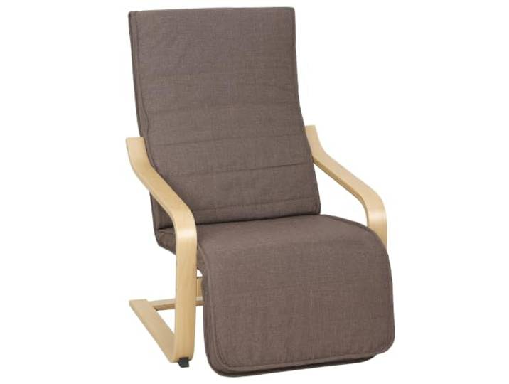HOMCOM Sessel mit Armlehnen 5-Fach Verstellbares Fußteil Braun Relaxsessel, Wohnzimmer, Loungesessel, Ruhesessel aus Birkenholz, Lesesessel mit Leinenoptik, Polstersessel für Schlafzimmer