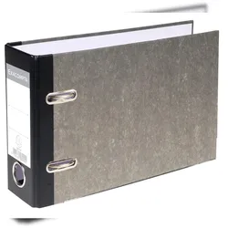 Exacompta 53111E 20x Ordner Standard wolkenmarmoriert, mit 2 Ringen, 70mm Rücken, für Format DIN A5 quer - Grau - Rücken schwarz
