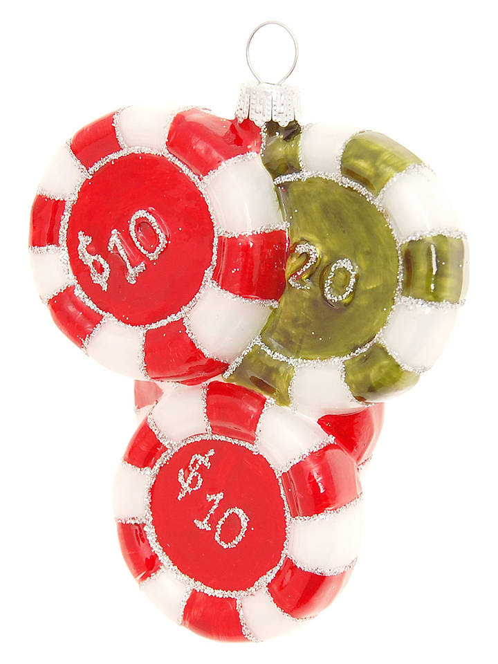 Krebs Glas Lauscha Christbaumornament "Jetons" in Rot - (L)10 cm - onesize