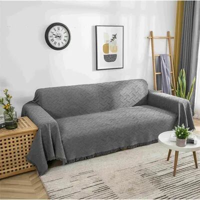Shop Station Bohemian Flannel Patchwork Throw Blanket Soft Fleece Boho Couch Blanket, Machine Washable grey 35.43 35.43 In