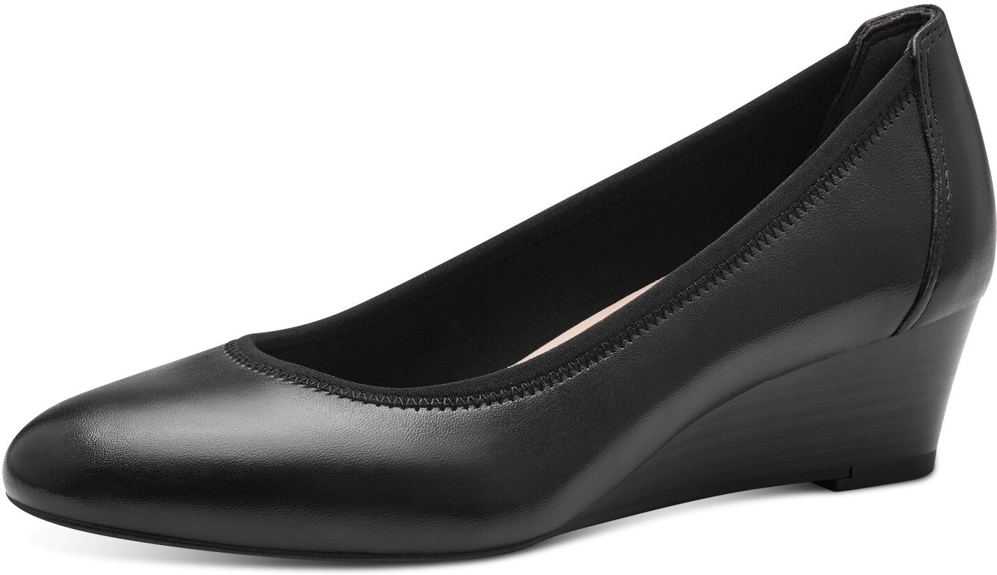 Pumps TAMARIS "Borage", Damen, Gr. 37 (4,5), schwarz, Leder, leicht glänzend, unifarben, Schuhe Pumps, eleganter Pumps mit ANTIslide, Businessschuh für Damen schwarz 37 (4,5)