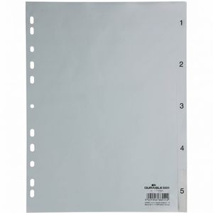 Durable 6505-10 Register Kunststoff 1-5, A4, 5-teilig, grau