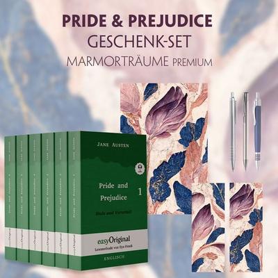 Stolz und Vorurteil Geschenkset - 6 Bücher (Softcover + Audio-Online) + Marmorträume Schreibset Premium, Set von Jane Austen, EasyOriginal Verlag,