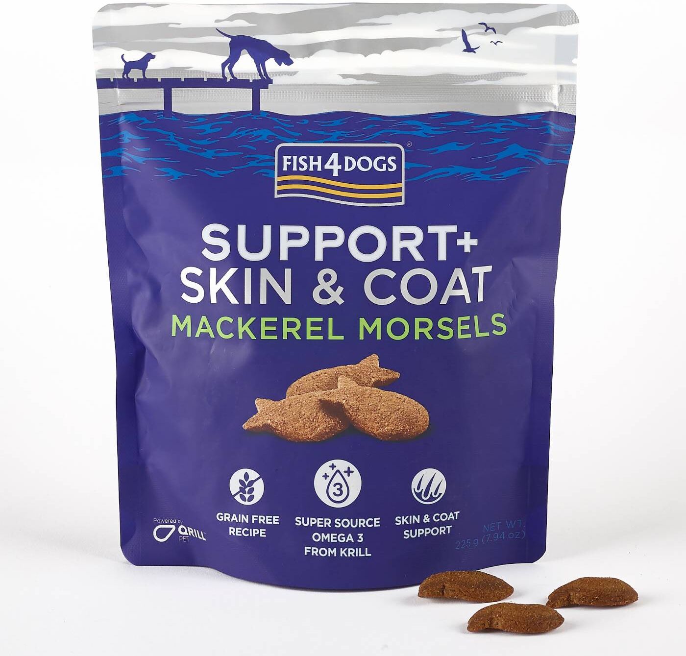 Fish4Dogs Support+ Skin & Coat Mackerel Morsels Premi Snack per Cani 225g