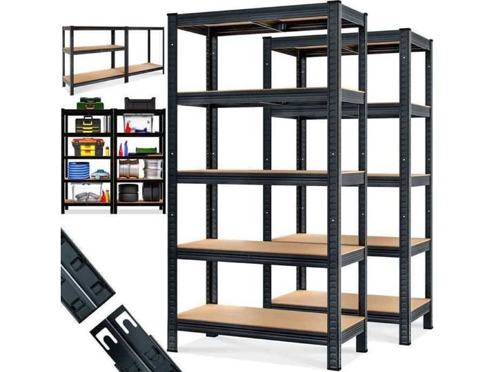 MONZANA® 2x Étagères charge lourde noir 5 niveaux 180x90x40cm Étagère métallique max 875kg Rangement garage atelier