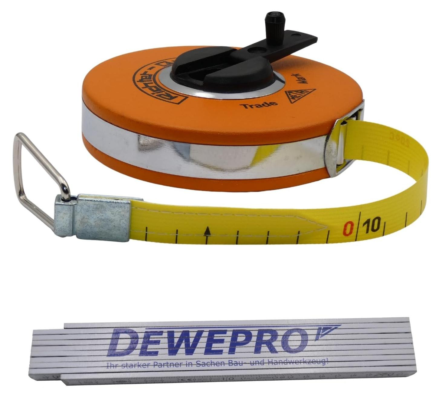 Glasvezel Meetlint 10 m - Geel met cm-verdeling