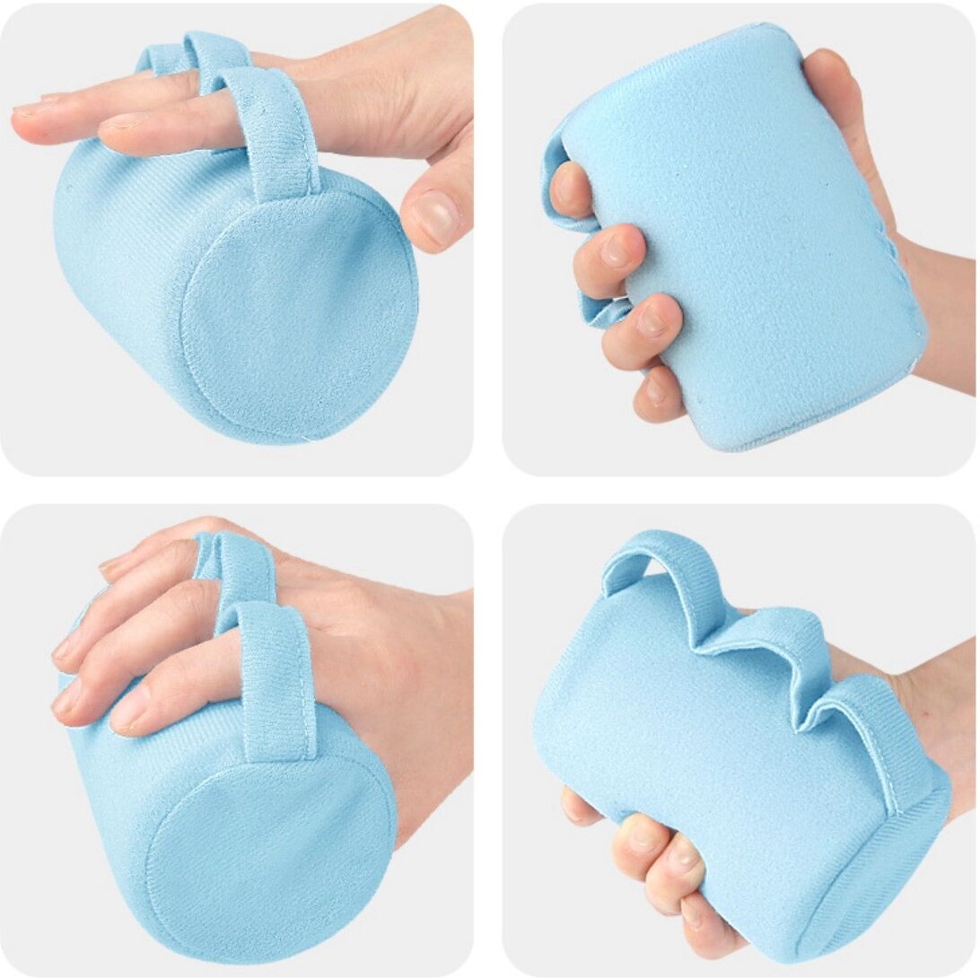 INF Renforceur de doigts en éponge trois-doigts - Entraîneur de préhension avec couverture en polyester pour force, flexibilité Bleu