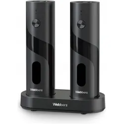 Webber Elektrisches Salz- und Pfeffermühlenset Wiederaufladbar USB 2 Stück Einstellbares Mahlen mit Licht, Pfeffermühle + Salzmühle