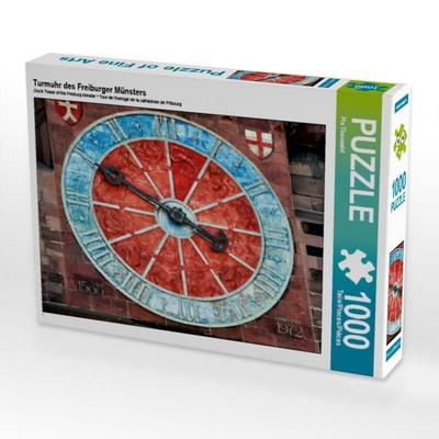 CALVENDO Puzzle Turmuhr des Freiburger Münsters | 1000 Teile Lege-Größe 64x48cm Foto-Puzzle für glückliche Stunden