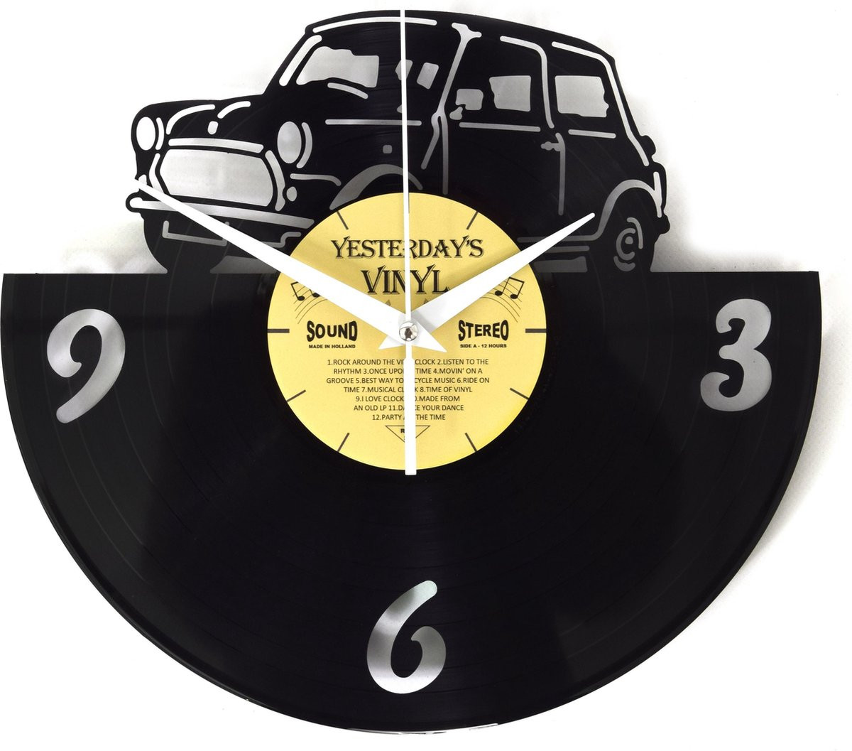Yesterdays Vinyl Retro Wandklok met Auto Design voor Volwassenen