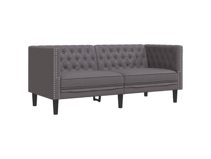 Canapé à 2 places - Chesterfield - UU - gris similicuir C7