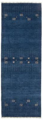 ECARPETGALLERY Hand Loomed Indo Gabbeh Blue Wool Rug - 2'7 x 7'10