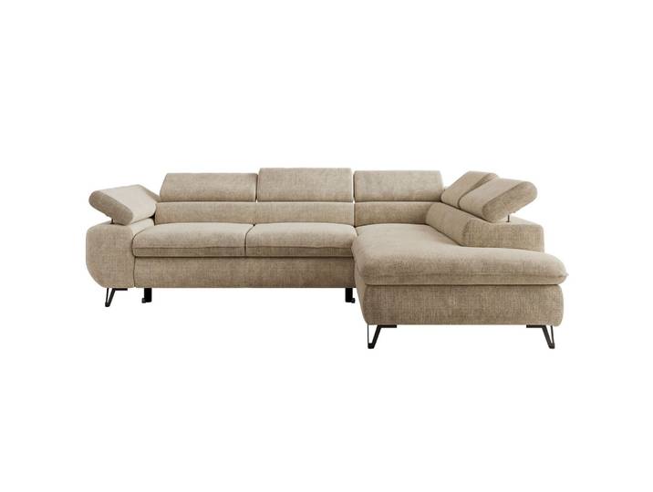 ECKSOFA PABLO L Beige Schenille grob gewebt - Rechts Seite