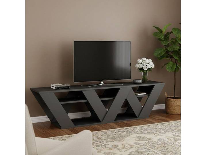 Meuble TV Dbara - Dmora - Mélamine - Anthracite 158x35h40 cm