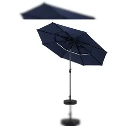 OKWISH Mittelmast-Sonnenschirm aus Stahl, Navy Blue, 304,8 cm, neigbar, 3-stufig belüftet, ohne Schirmständer