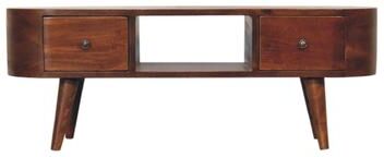 Artisan Furniture Solid Wood Chestnut Round Open Media Unit, Open storage With one Drawer - n/a