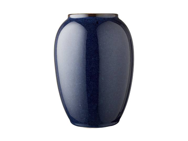 Dekovase BITZ, blau, H:20cm Ø:14cm, Steingut, Vasen, Dekovase