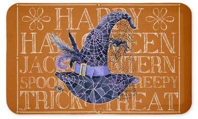 "Stupell Witchy Hat & Spooky Phrases Printed Anti-Fatigue Floor Mat, design by Paul Brent, 30""x18"""