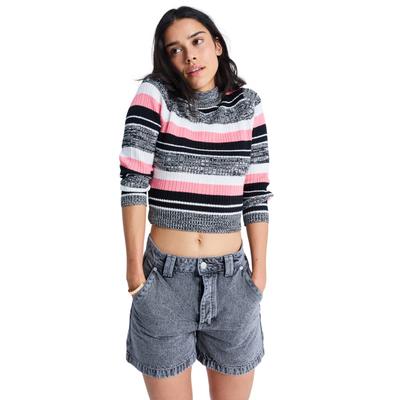 Shorts ROXY "Island Hopper High Lava", Damen, Gr. 29L, Normalgrößen, grau (lava), Obermaterial: 100% Baumwolle., Hosen Shorts