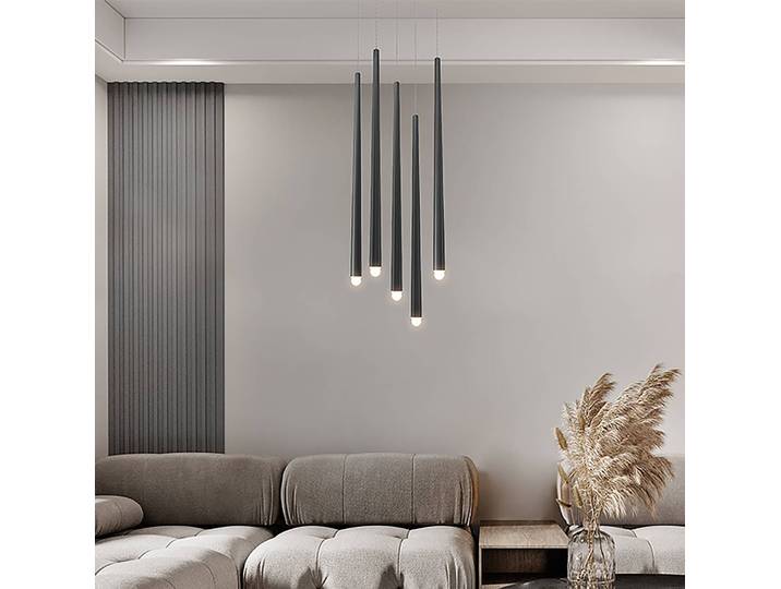 LED-Pendelleuchte Cascade 3 x 219 x 110cm Schwarz/Schwarz Aluminium / Klarglas LED LED-Platine