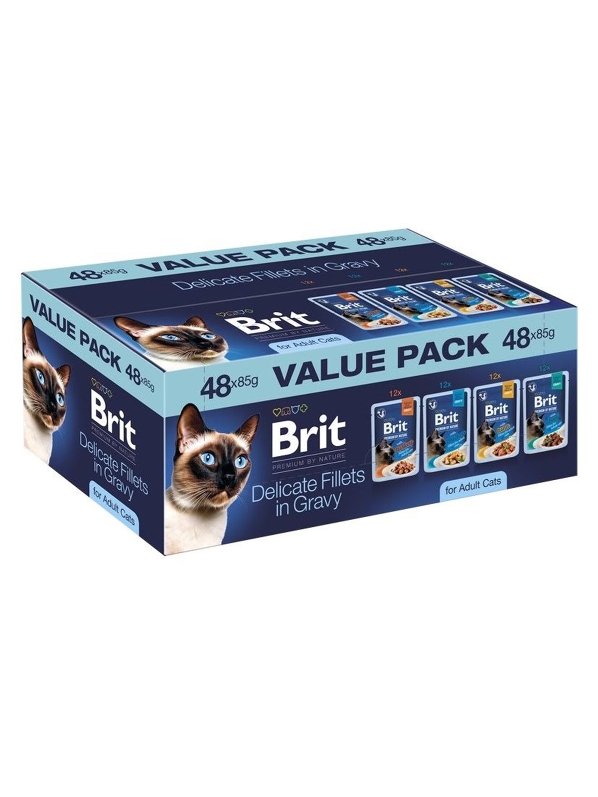 Brit Premium by Nature Zarte Filets in Soße Box - Nasskatzenfutter - 48x85g
