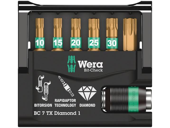 Wera 5057415001 7-delige Bit-Check 7 Diamond Bitset - Torx