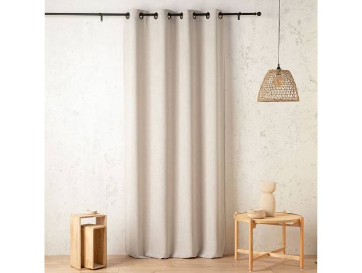 Rideau tamisant - effet lin authentique polyester ecru 240 x 145
