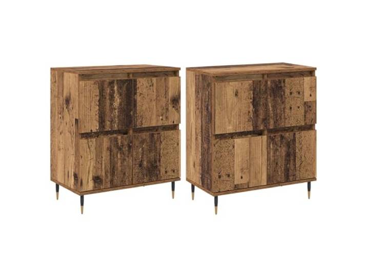 Fisinber Aufbewahrungsschrank 3er Set Altholz-Optik 60x35x70 cm Vielseitiges Kommoden-Set aus Holzwerkstoff für Wohnzimmer, Esszimmer und Flur. Schafft ordentlichen Stauraum.