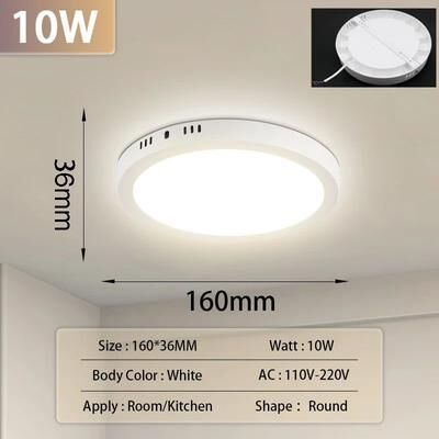 Inspired Living Ultra Thin Modern LED Ceiling Light Flush Mount Panel For Living & Bedroom round 10w 1pc