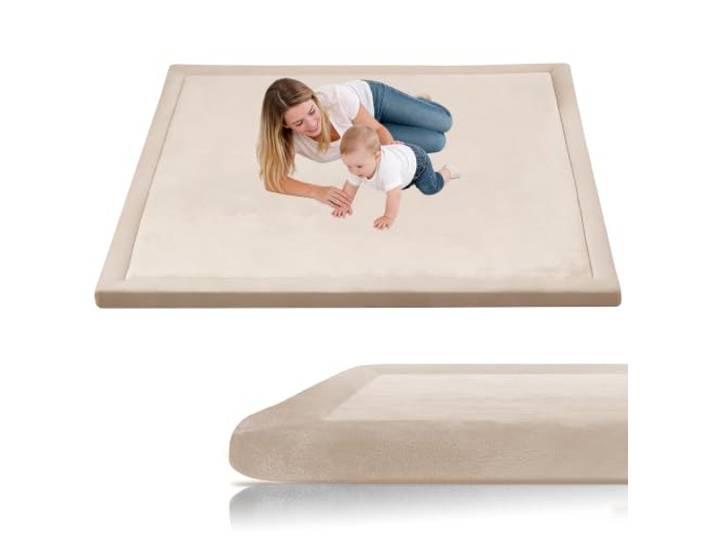Stqyeiw Krabbelmatte Baby 200 x 260 cm Creme Spielmatte Kinder Spieldecke Krabbeldecke Für Baby Babymatte Kindermatte Schaumstoffmatte Bodenmatte Kinder Kinderteppich Spielteppich
