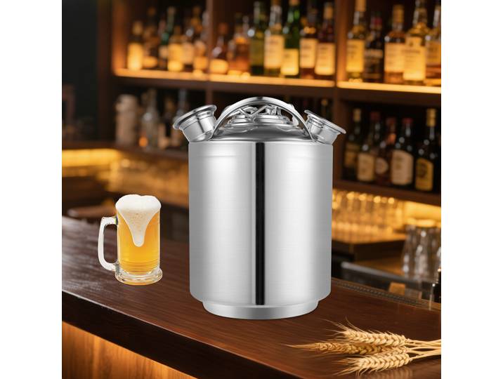 Fût de nettoyage de ligne de bière en acier inoxydable 10L, pour Machine à bière, baril de nettoyage à 3 têtes, seau de stockage des aliments avec lanceuses de Type A/S