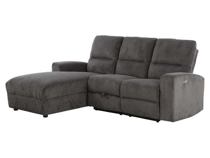 Ecksofa Cord grau 216 x 156 cm Relaxfunktion Federkern - PALINA