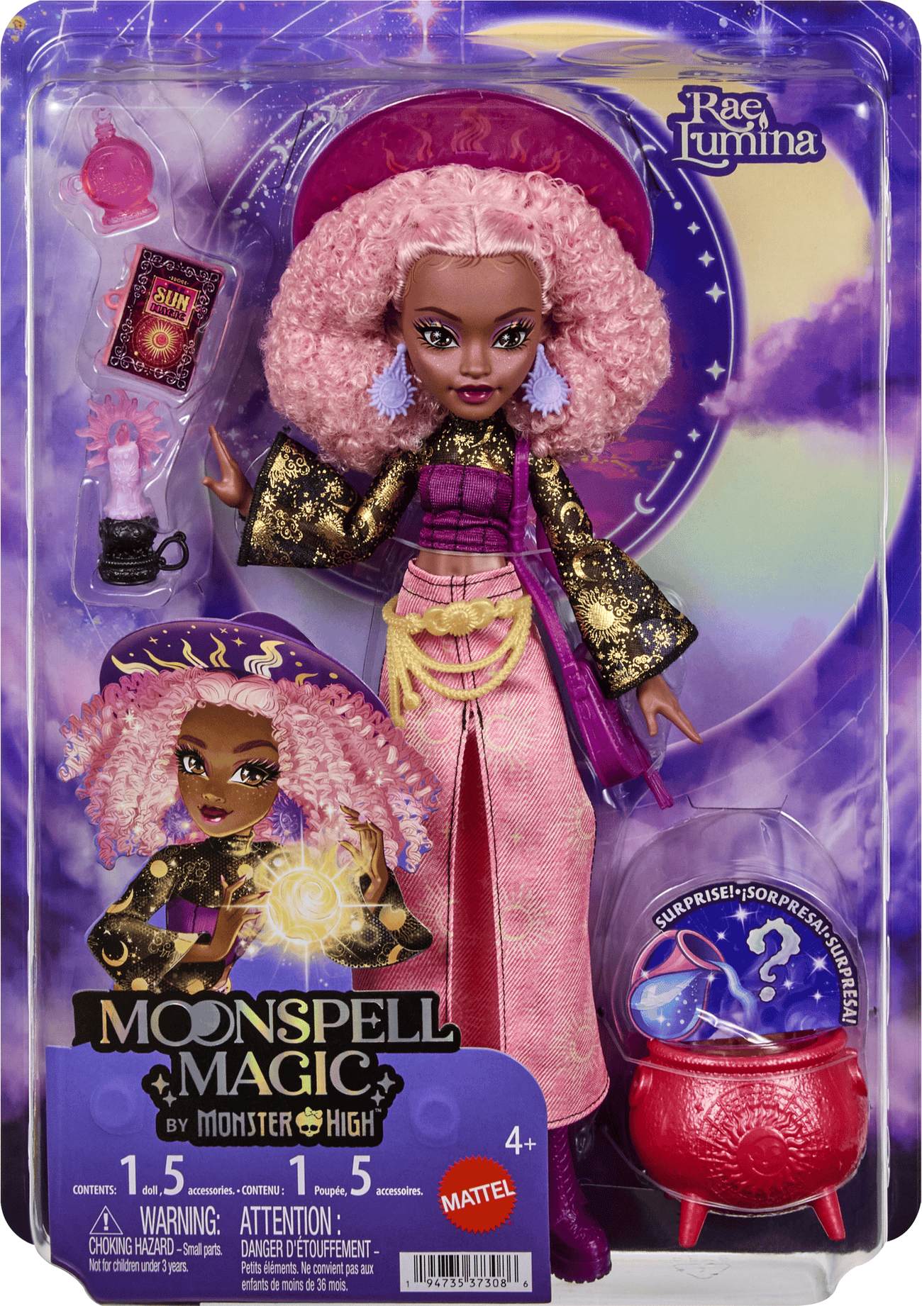Monster High Moonspell Magic Rae Lumina Sun Witch Doll for Kids - 18 in - Mattel