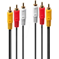 LINDY 35690 - Cinch Audio-Video Kabel, 3x Cinch Stecker, 1,0 m