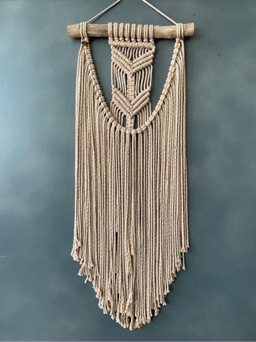 MotivaGems Macrame wandkleed Uil - Boho muurdecoratie