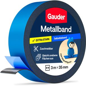 Gauder Magnetband Metallband, blau, Ferroband, selbstklebend, 1mm Stärke, 35 mm x 3 m