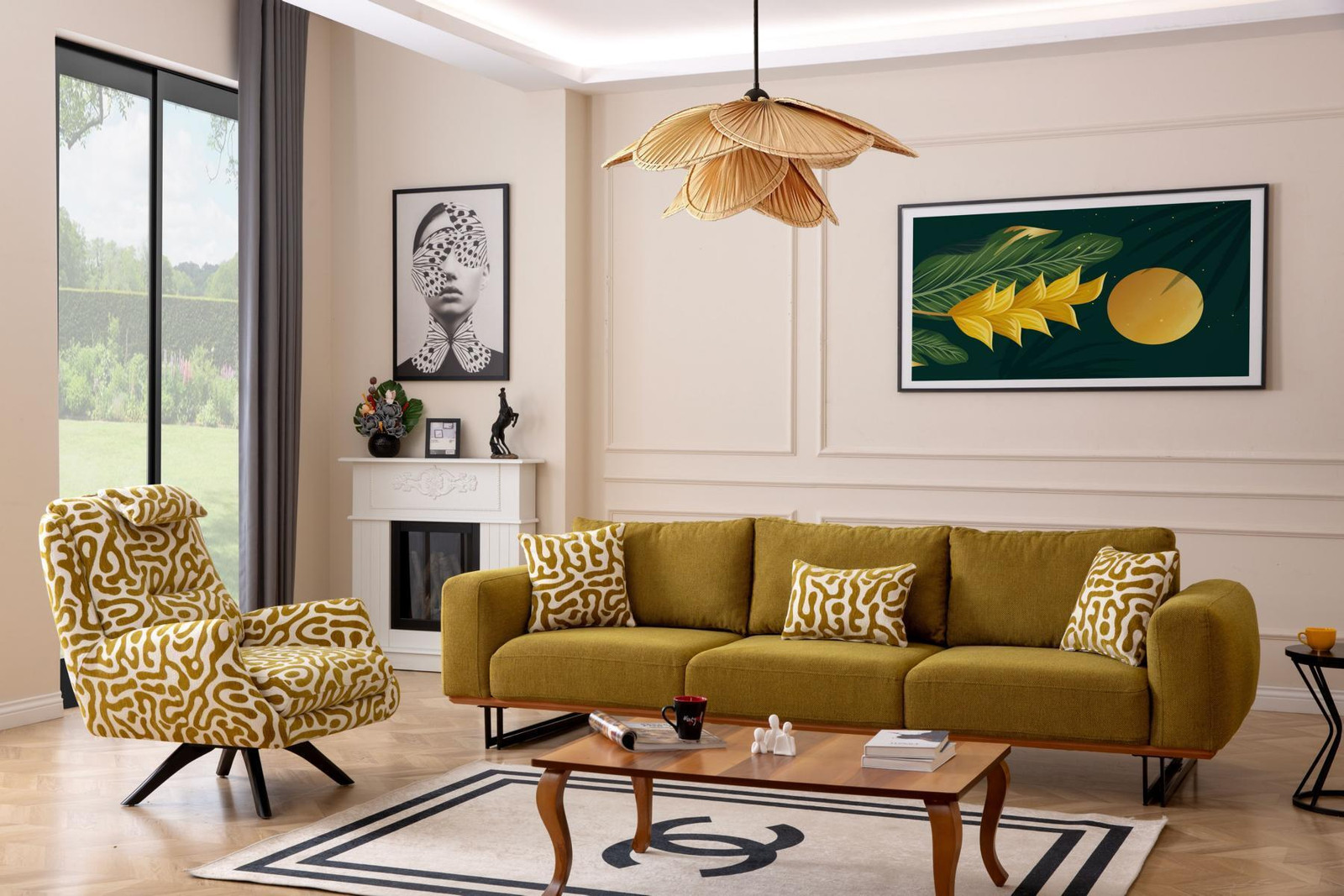 Luxus Designer Sofagarnituur Set met 4+1 Zitplaatsen in Textiel voor de Woonkamer