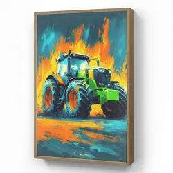 WANDLEUCHTE MIT AKKU Abstrakt - Traktor - Grün Dimmbar 60x90 cm Wandlampe