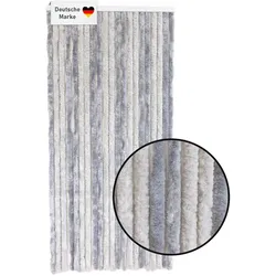 Lemodo Flauschvorhang 90x200cm grau-hellgrau, Fliegenschutz, Türvorhang Wohnwagen