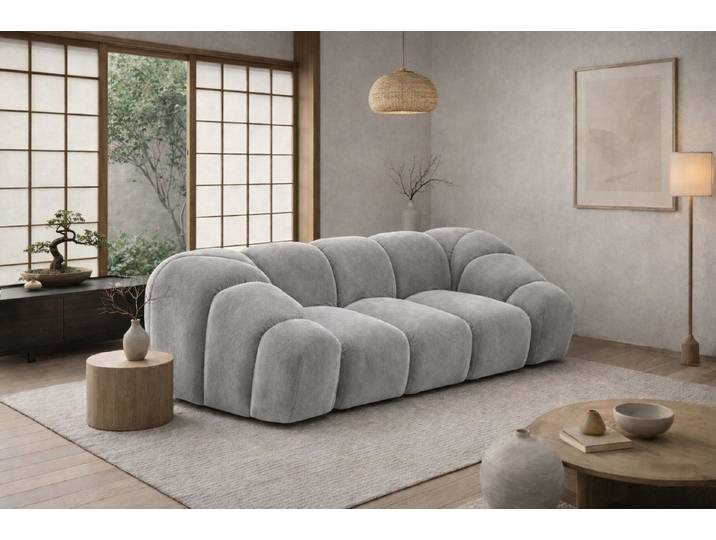 Kaiser Möbel Sofa 2-Sitzer modular für Wohnzimmer, Samtstoff Bluvel, CROISSANT, Einzelsofa, modulares System,hochwertiger Samtstoff