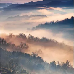 FOTOTAPETE Nebel bei Sonnenuntergang 192/192 cm