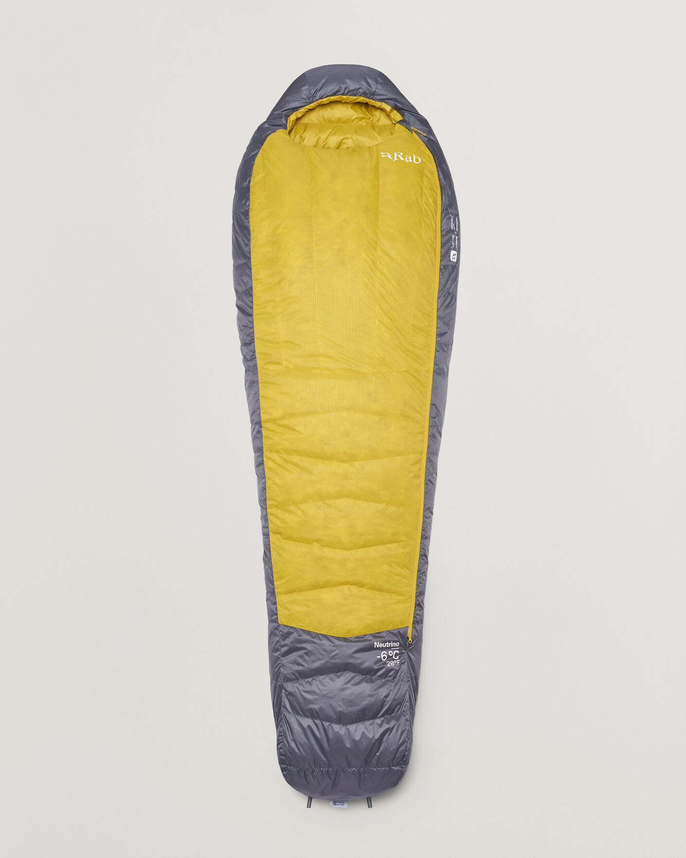 Rab Neutrino -6C Sleeping Bag Long Graphene/Dark Pollen men One size Flerfarvet,Gul