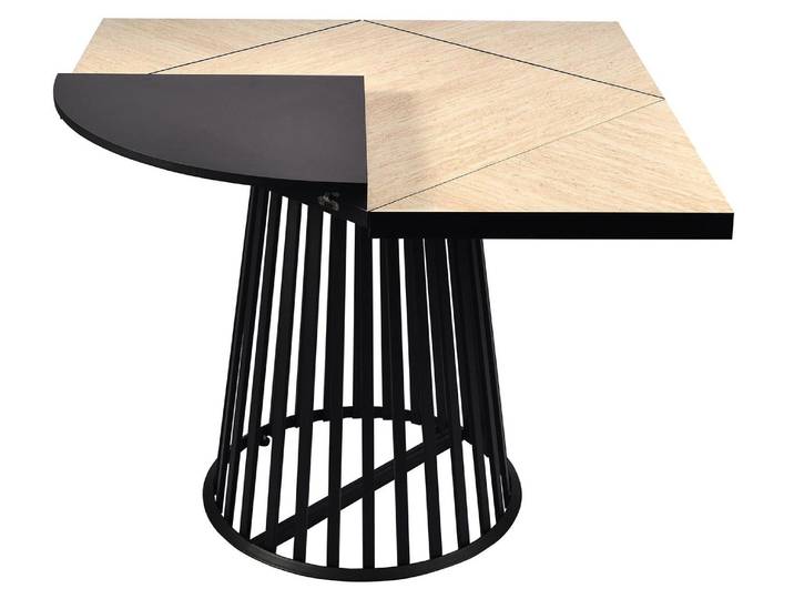 MENZZO Table modulable ronde ou carrée Flipflap 100cm Noir ou Effet travertin beige