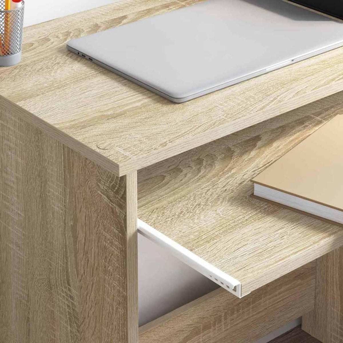 Compact Computerbureau met Opbergplank - Sonoma Eiken MDF