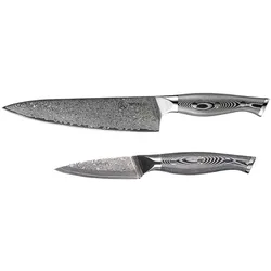 Muxel Messer Set Damast 2-tlg Kochmesser - Kleines Obstmesser