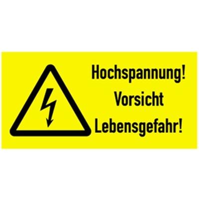 Aufkleber Hochspannung! Vorsicht Lebensgefahr!, Kombischild, Folie, 74x37 mm