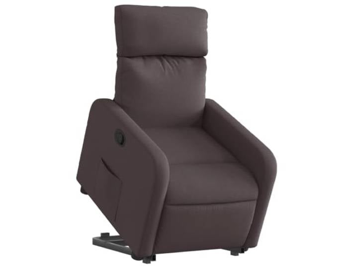 Lehnstuhl mit Rückenlehne, dunkelbraun, aus Stoff mit Motor Stoff 100% Polyester, Rahmen Holz und Metall, Neigung 135 Grad, Seitentasche, Sitzfläche 50 cm, Aufstieg 42-44,5 cm