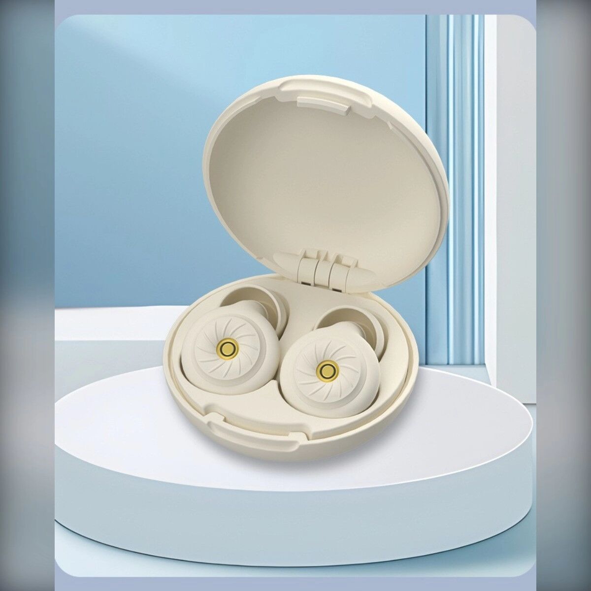INF Bouchons d'oreille en silicone Réduction de bruit - Confort pour dormir et voyager avec boîte de rangement et embouts de Beige